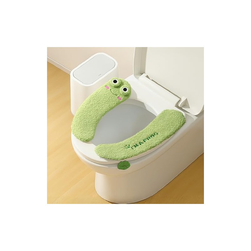 Cute Frog Toilet Seat Cover, Thickened Winter Warm Toilet Mat,