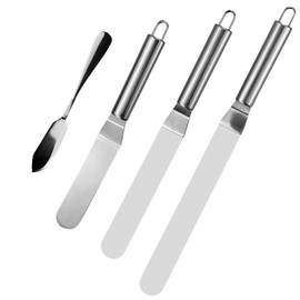 Set of 4 Angled Pallets Stainless Steel Scraper, Spatula for Decorating Cakes, Cakes, Pastries and Muffins Baking Cakes