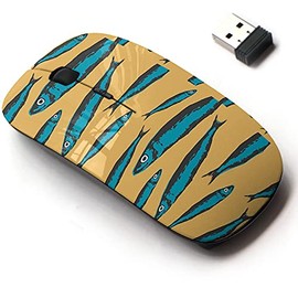 2.4G Wireless Mouse with Cute Pattern Design for All Laptops and Desktops with Nano Receiver - Portuguese Sardines