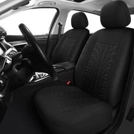 VarCozy Car Seat Covers Front Pair,Universal Cloth Front Seat Covers for Car,Breathable and Washable Seat Covers for SUV, Sedan, Van, Automotive Interior Covers, Airbag Compatible, Black