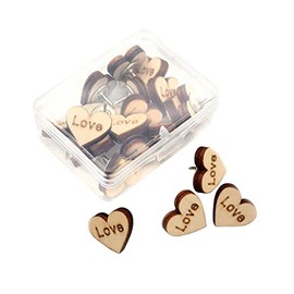JIHUOO Pack of 20 wooden heart push pins, drawing pins, drawing pins, marking pins for photos, cork board