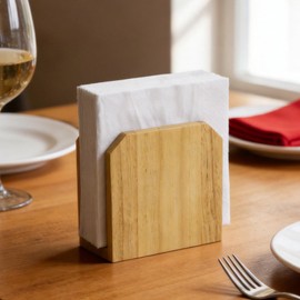 Farmhouse Napkin Holder, Solid Rubberwood Vertical Stand, Sturdy Kitchen & Dining Table Organizer, Holds Standard Paper Napkins, Rustic Home Decor, 5.5"L x 2.6"W x 5.5"H