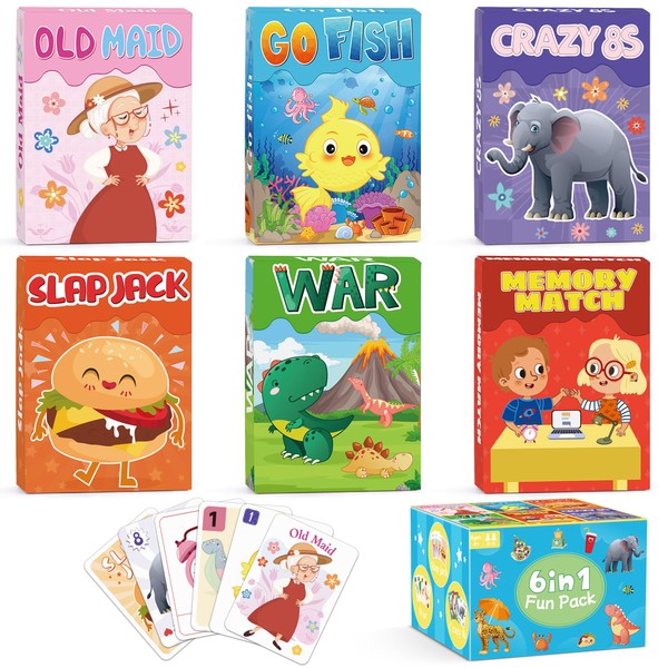 Kids Card Games, Go Fish,Old Maid,Crazy 8s,Memory Match,Slap Jack,War, Cards