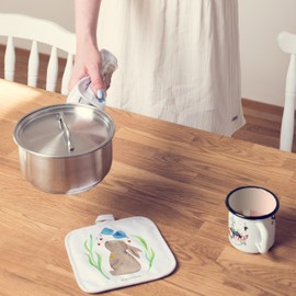 Mr. & Mrs. Panda Set of 2 Pot Holders Rabbit Flower - Easter Gifts, Easter Decoration, Gift, Oven Glove, Hope, Pot Holder with Saying, Pot Glove