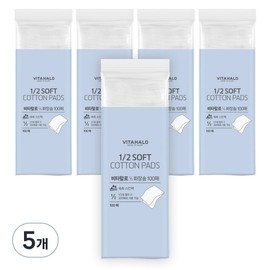 Vitahalo 12 Soft Cotton Pads, 100 Sheets, 5 Pieces / 비타할로 12 폭신 화장솜, 100매입, 5개