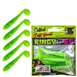 SEABUZZ Rubber Fish Fishing Lure Set 5 Pieces x 65 mm - Rubber Bait for Catfish and Zander & Pike - Trout & Perch Artificial Bait - Predator Fish Fishing Set - Freshwater and Saltwater Fishing