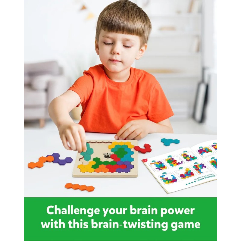 Rompecabezas Madera Tangram Forma Color Cerebro Lógica Juego