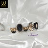 Black Golden Shadow Handmade Nail Tips - Short Round Square