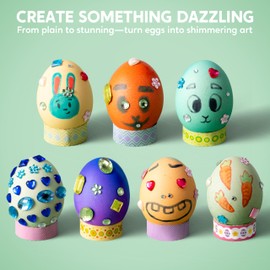 Klever 31PCS Easter Egg Decorating DIY Kit with Dye Tablets and Gem Stickers, Coloring Dyeing Set for Kids Easter Theme Party, Egg Hunt Creativity Activity