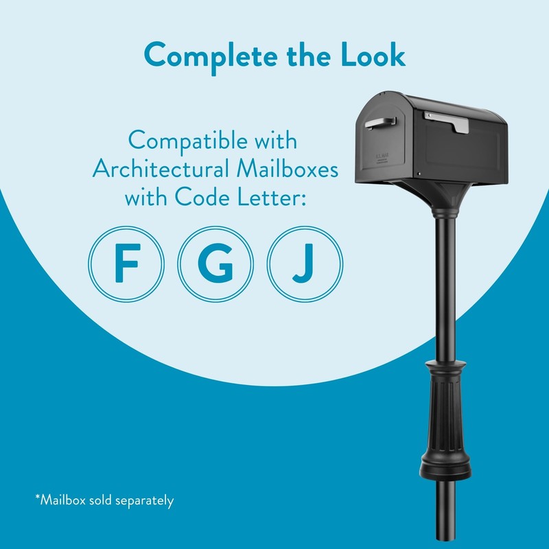 Architectural Mailboxes Elevado Galvanized Steel Mailbox Post, 7517B-10, Black