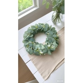BJinegely Green Leaf Wreath, 16' Artificial Plastic Spring/Summer Wreath for Door, Wall, Window Decor