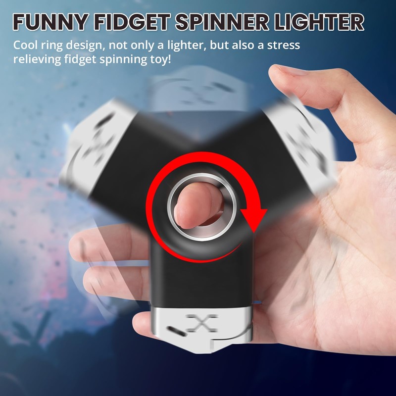 KAMBOLLY Cool Ring Lighter Creative Spinner Fidget Lighter, Keychain Lighters
