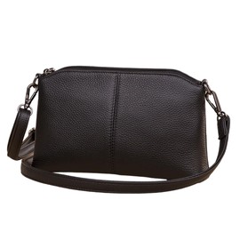 [Happy RURU] Women's Shoulder Bag, Crossbody Shaped, Small, Lightweight, Genuine Leather, Black, Leather, Shoulder Bag, Mini Smartphone Shoulder, Black