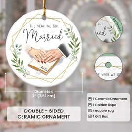 Wedding Gifts for Couples 2025 - The Year We Got Married Ceramic Ornaments, Future Mr and Mrs Gift Ideas 2025, 1st Bridal Shower Ornaments for Bride, Bride to Be, Just Married Presents for Women