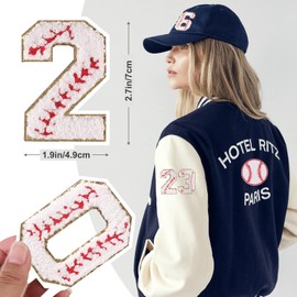 Zakrafo 20PCS Baseball Iron on Patch Softball 0-9 Number Patches for Clothing Hats Bags Sewing Decoration