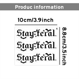 Sandfren Stay Feral Car Bumper Sticker, Gothic Style Waterproof Vehicle Decal with Bat Accents, Automotive Interior Window Decal Decor Accessories, Universal for SUV, Sedan, Truck (Black)