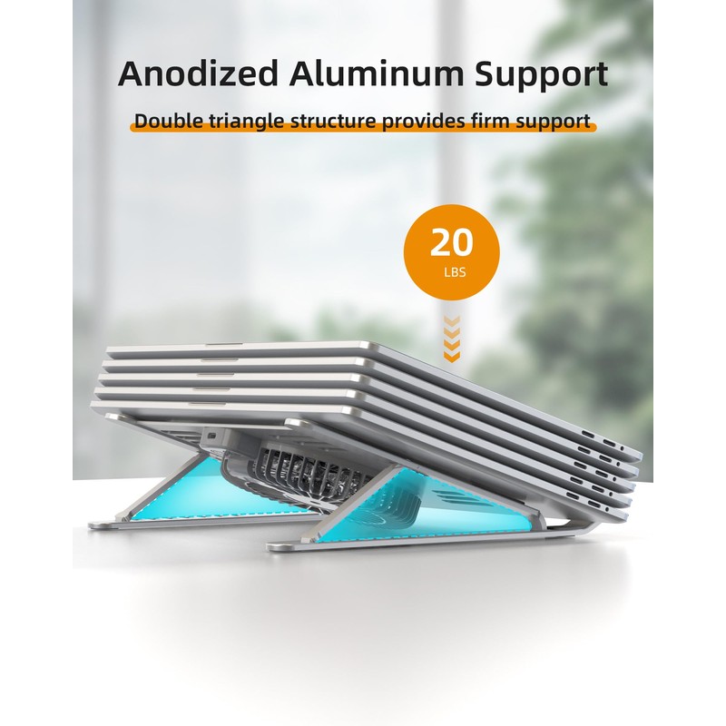 SHUWEI Portable Laptop Cooling Stand, Foldable & Adjustable Aluminum Stand