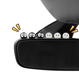 60Pcs Cute Soot Sprites Car Rearview Mirror Accessories, Contains 50 Black Sprites and 10 Glowing Sprites for Car Interior Decoration, Funny Gifts for Car Dashboard Ornament Decors