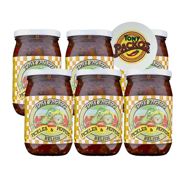 Tony Packo's Pickles and Peppers Relish (Pack of 6) with