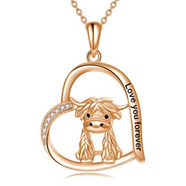 ONEFINITY Highland Cow Necklace Sterling Silver Cute Scotland Cow Pendant Western Jewelry Gifts for Women