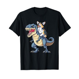 Funny Tricolor Corgi T rex Dinosaur Kids T-Shirt