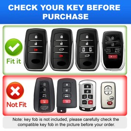 ACEBOY for Toyota Key Fob Cover, Soft TPU Protective Case with Leather Keychain Compatible with Camry RAV4 Prime Sienna Tundra Land Cruiser Corolla Cross Hilux Fortuner Mirai(Black,for Toyota Type B)