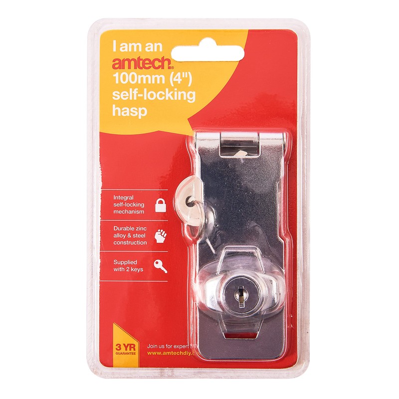 Amtech T1895 100mm (4") Self-Locking hasp