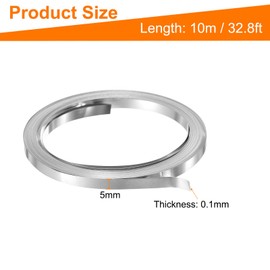 HARFINGTON Pure Nickel Strip 0.1 x 5mm 32.8ft 99.6% Nickel Solid Pure Nickel Strips for Lithium Battery Packs Car Nickel Solder Tap for Cell Battery Pack Spot Welding and Soldering
