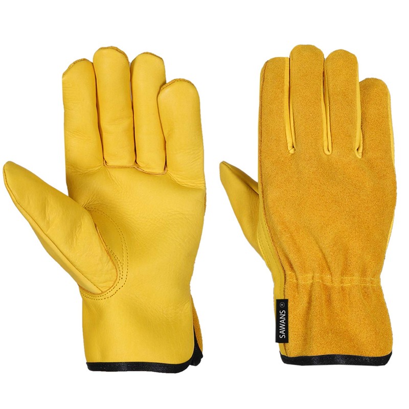 SAWANS Leather Working Gloves Work Gardening Gloves Thorn Proof Garden