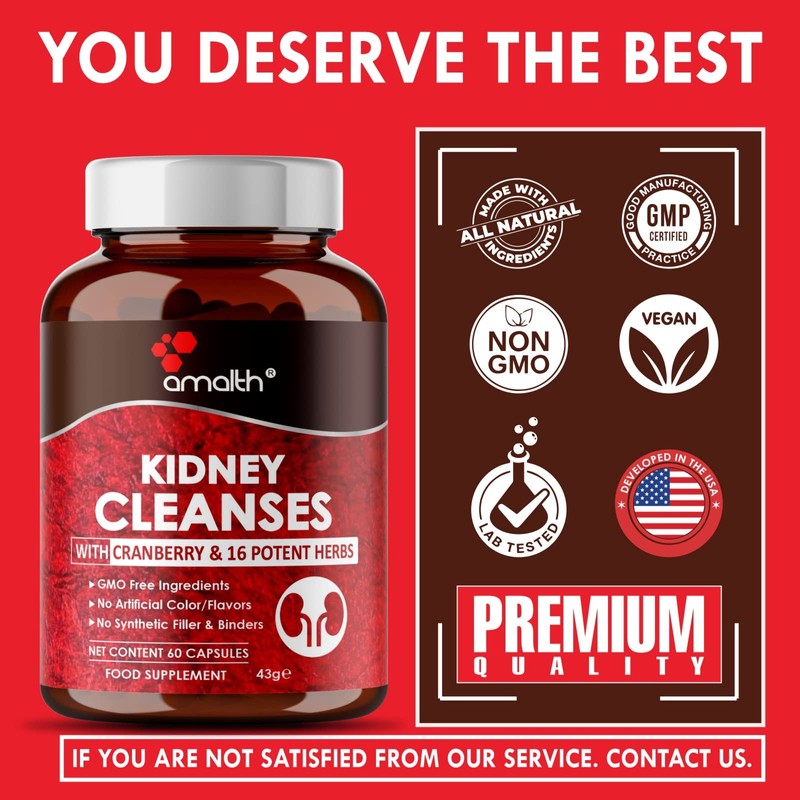 Kidney Cleanse Supplements Kidney Support Formula with Premium Cranberry Extract-