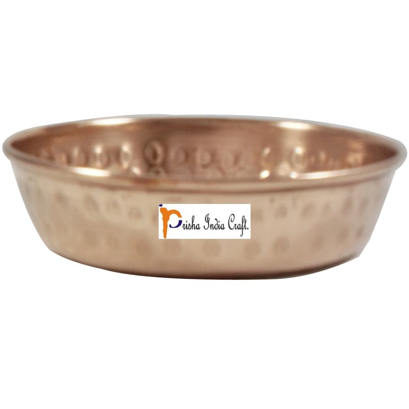 Prisha India Craft Pure Copper Serving Bowl with Spoon Set,