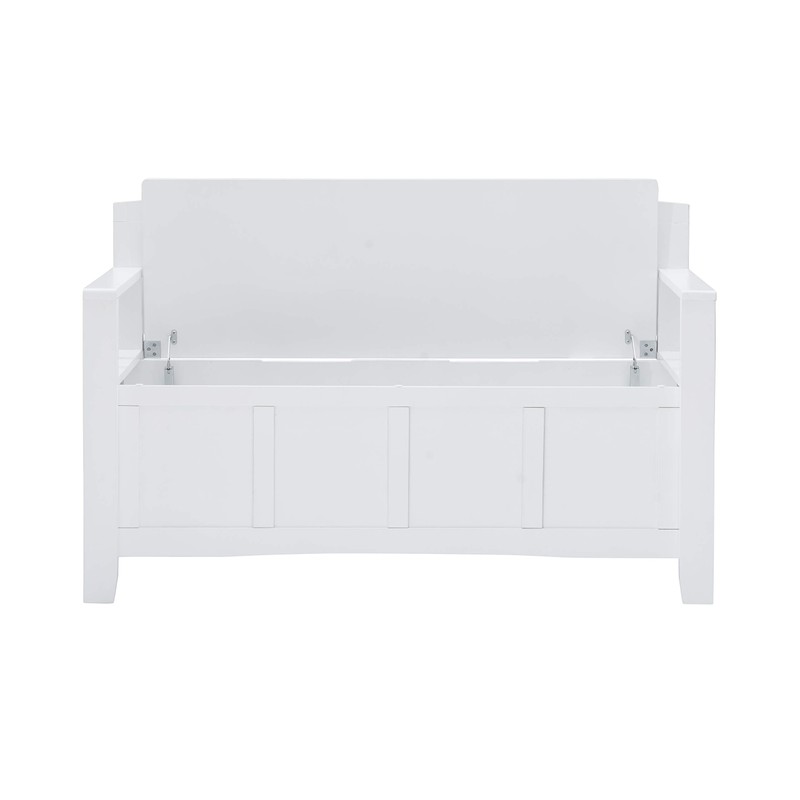 Linon Cynthia White Storage Bench with Flip-Top Lid and Hidden