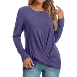 HOTGIFT Long Sleeve Tunic Tops for Women Fashion winter Loungewear Women's Tops Warm Violet Blue 3X-Large