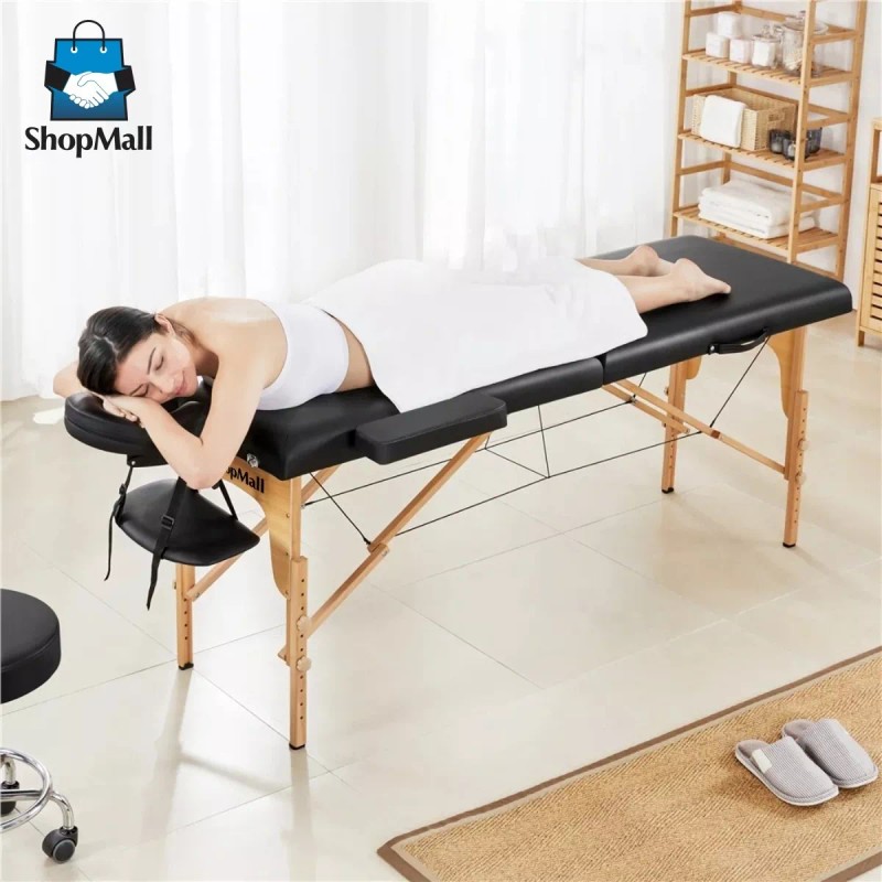 ShopMall Camilla portátil spa de madera color negro ShopMall Cama