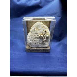 inspirational cross rock Peace gift boxed 4.5” new