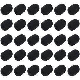 MEISO 30 Pcs Black Mini Foam Microphone Windscreen, Microphone Cover Mic Cover Density Foam