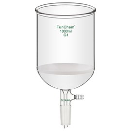 FunChem Filtering Buchner Funnel with Coarse Frit (G1), Borosilicate Glass Filtering Funnel with 24/40 Standard Taper Inner Joint and Vacuum Serrated Tubulation, 1000 mL