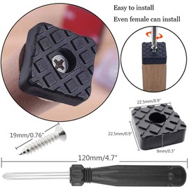 QY 12PCS Black Color Square Shape Rubber Non Slip Non Skid Feet Pad for Table Desk Chair and Sofa