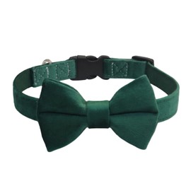 Collar para perro con pajarita, material de terciopelo suave con hebilla de liberación rápida para perros medianos (verde, M)