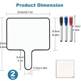 Marte Vanci Dry Erase Board Small White Boards Handheld Double Sided Answer Paddle Quick Response Paddles Erasable Boards with 3 Magnetic Markers and Wipe for Students Teachers Home School Teaching