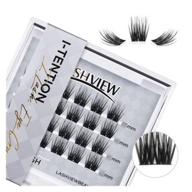LASHVIEW Cluster Lashes,DIY Eyelash Extension 3D Extended Natural Look Reusable Glue Bonded Black Super Thin Band 24 Lash Clusters(0.07 16mm Black Band-MANGROVE)