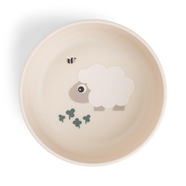 Done by Deer Foodie Bowl Tiny Farm Beige, Diameter 12.5 x Height 4.5 cm, Baby Bowl with Practical Non-Slip Base, Plastic Bowl Made of 100% Food Grade PP with Non-Slip TPE