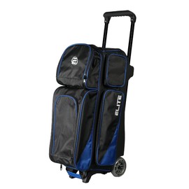 ELITE Deluxe 3-Ball Roller Bowling Bag | Spacious Bowling Bags | Rolling Bag with 5” Smooth and Sturdy Wheels | Holds Up to 3 Bowling Balls | Built-in USB Charging Port