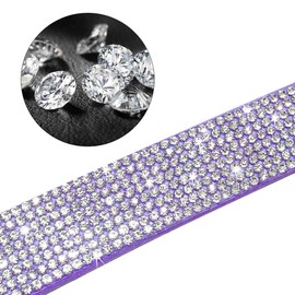 Avenpets Rhinestone Dog Collar with Full Dazzling Crystals, Soft Suede Leather Collar Dog Cat Puppy Gift Girl, Cute Collar Studded Sparkling Diamonds for Small Medium Large Pet, Purple, XS