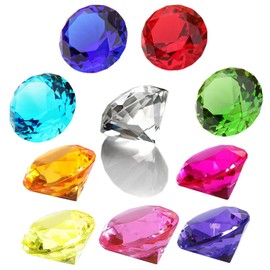 Kettion Pack of 10 4 cm Large Size Children's Diamond Acrylic Gemstone Toy, Pirate Treasure Hunt Easter Egg Filler Diving Teacher Favours of the Party, Gift for Birthday, Christmas, Easter Prizes