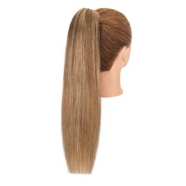 TESS Human Hair Claw Clip Ponytail Extension Real Remy Hair long ponytail extension for Women Straight, 22 Inch, Chocolate Brown Mixed Light Brown