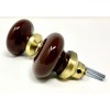 B08T9WFRX6 Brown Porcelain Door Knobs Vintage Reproduction- Antique Brass Base