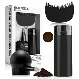 Hair Fibers for Thinning Hair - Hair Thickening Fibers & Applicator Spray Kit for Men & Women, Natural Long-Lasting Concealer for Fuller Hair, Thicker Beard & Crisp Hairlines, (Dark brown)