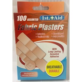 1st Aid 100 Assorted Waterproof Fabric Plasters