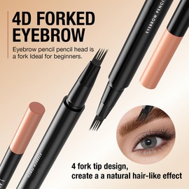 Eyebrow Pencil with 4 Tips Micro Head, Eyebrow Pencil Micro 4 Point Eyebrow Pencil Long-Lasting Waterproof Natural Eyebrow Makeup (Light Brown)